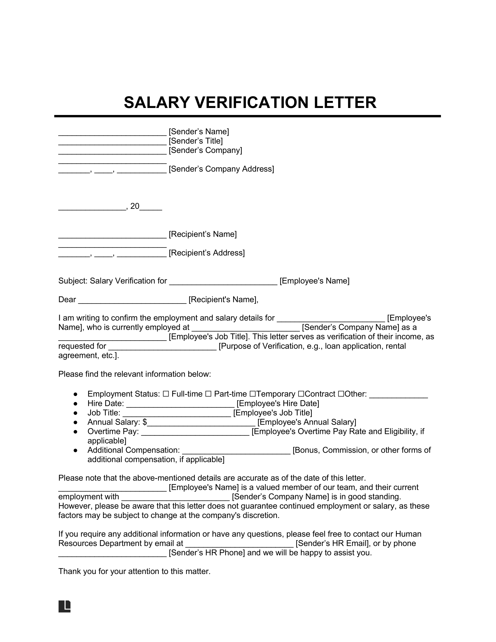 Free Printable Employment Verification Form