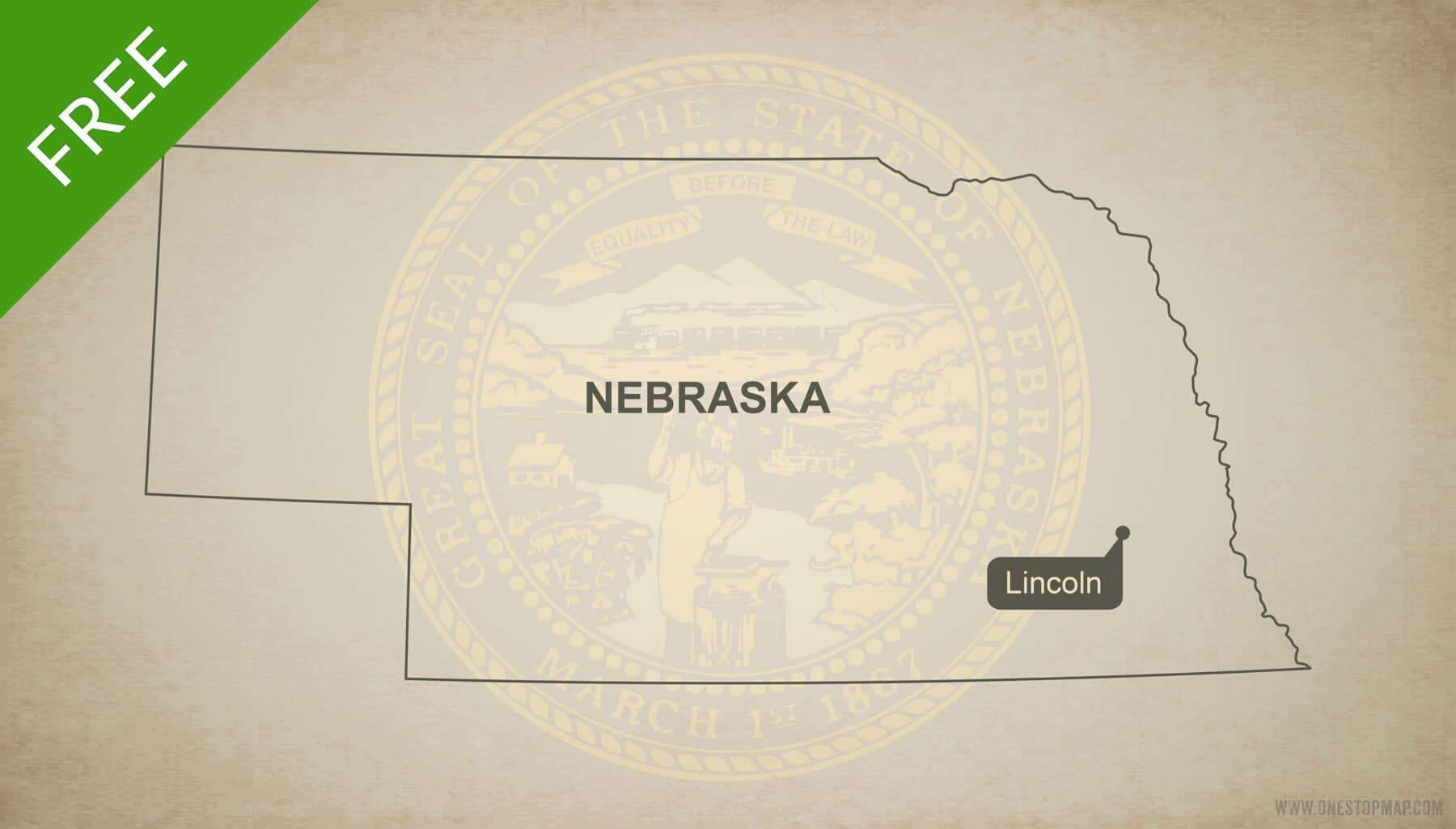 Free Vector Map Of Nebraska Outline One Stop Map