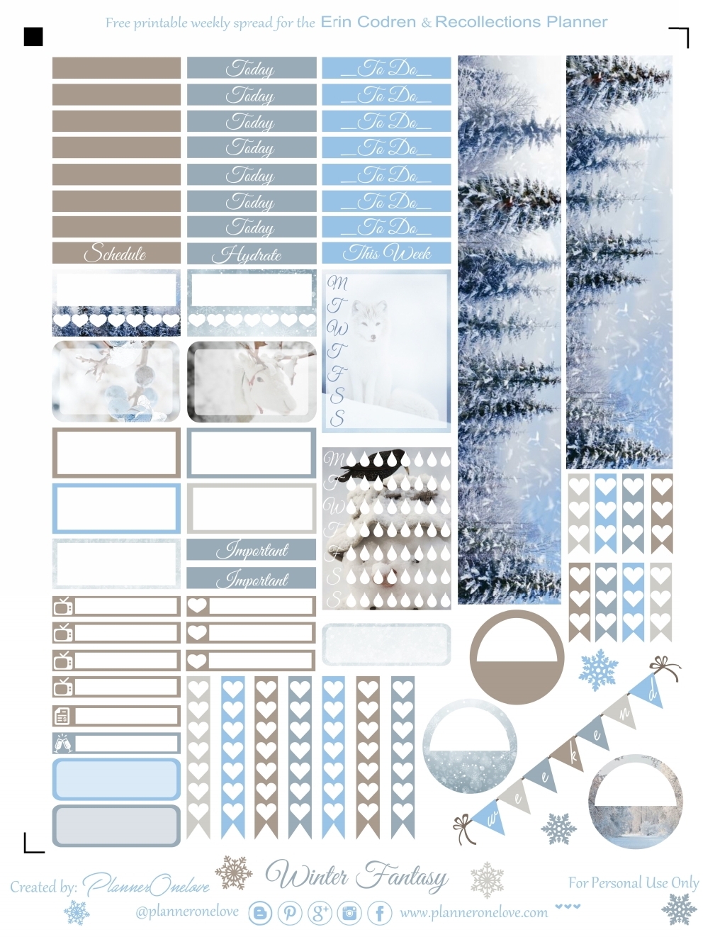Free Winter Fantasy Printable Planner Stickers For Erin Condren Recollections Planner Planner Onelove
