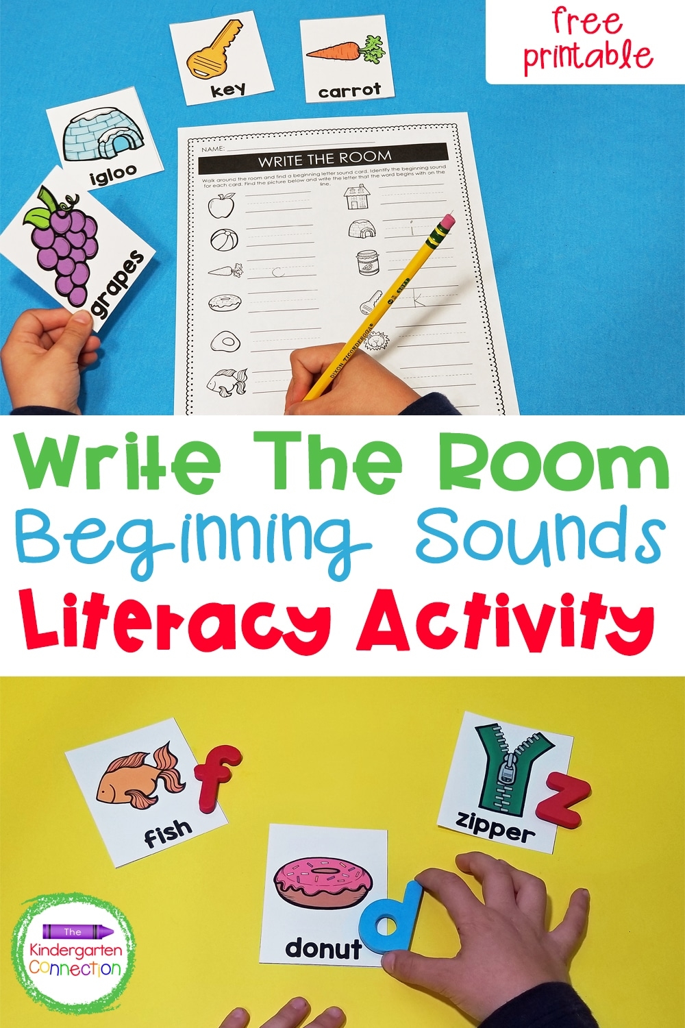 FREE Write The Room Beginning Sounds Activity For Kindergarten
