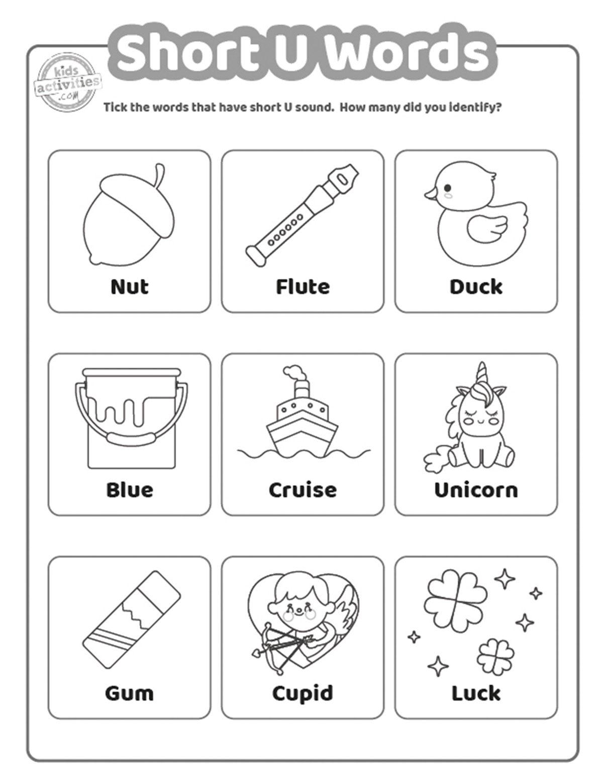 Fun Short U Words Worksheets Kids Activities Blog