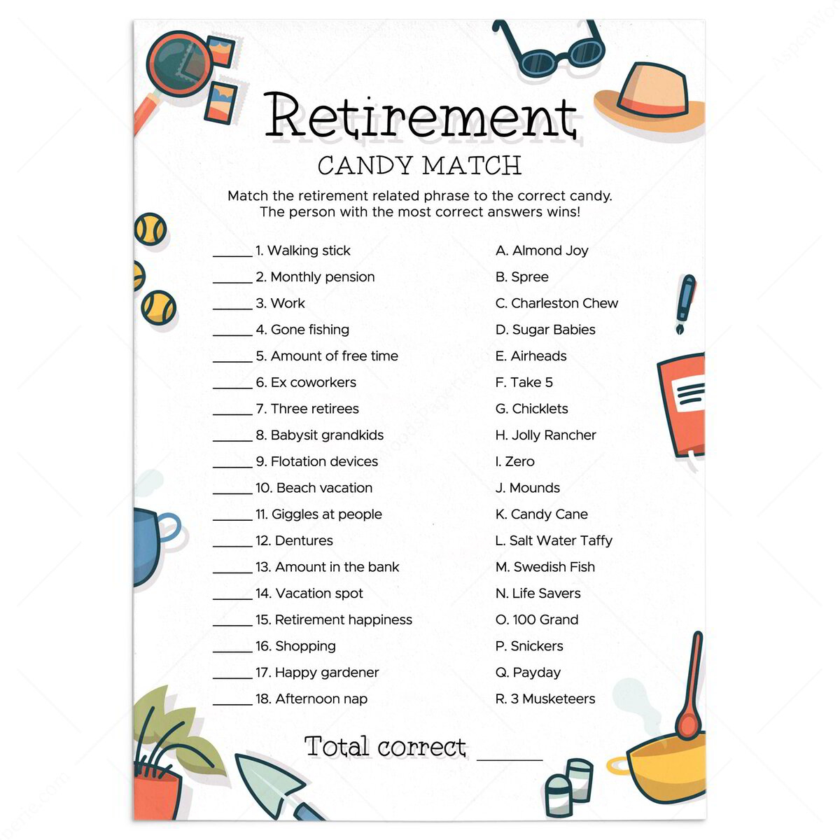 Retirement Party Games Free Printable