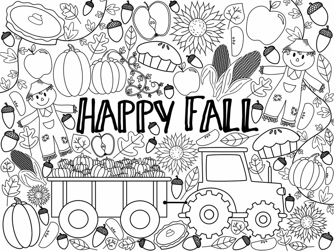 GIANT Fall Coloring Page Digital Download Etsy