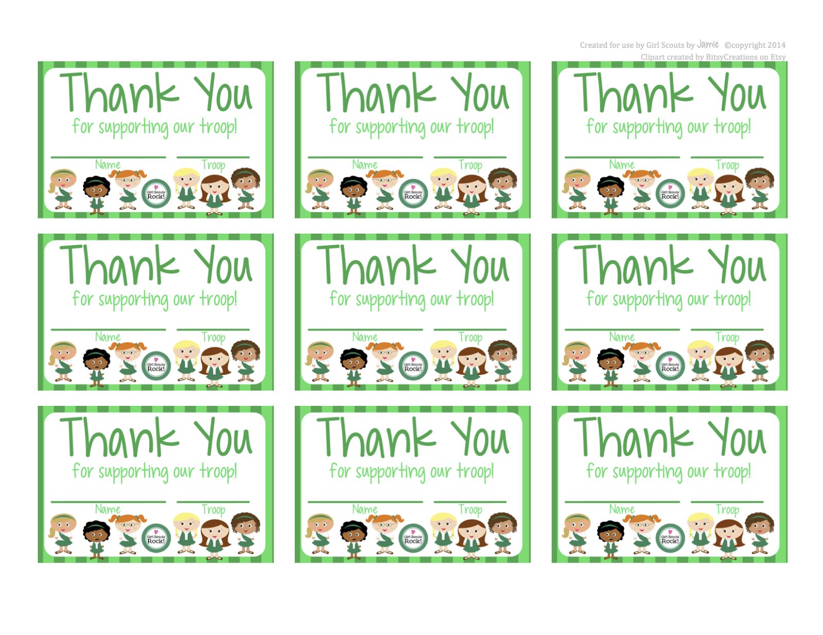 Girl Scouts FREE Printable Thank You Cards