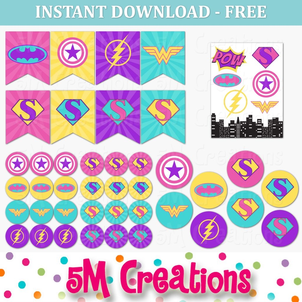 Girl Superhero Party FREE Printables 5M Creations Blog