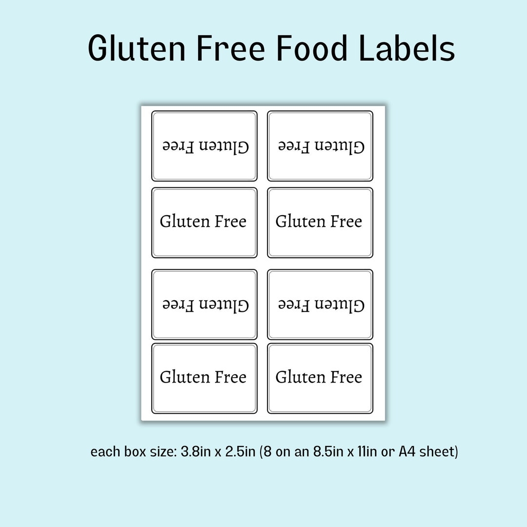 Gluten Free Printable Label Etsy