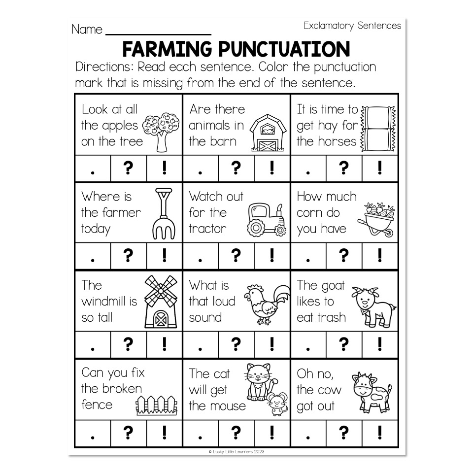 Free Printable Ending Punctuation Worksheets