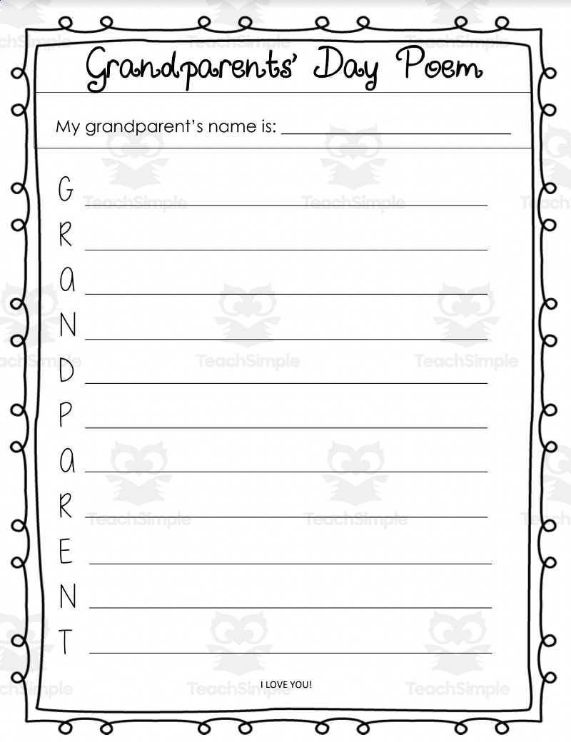 Grandparent s Day Acrostic Poem Activity By Teach Simple