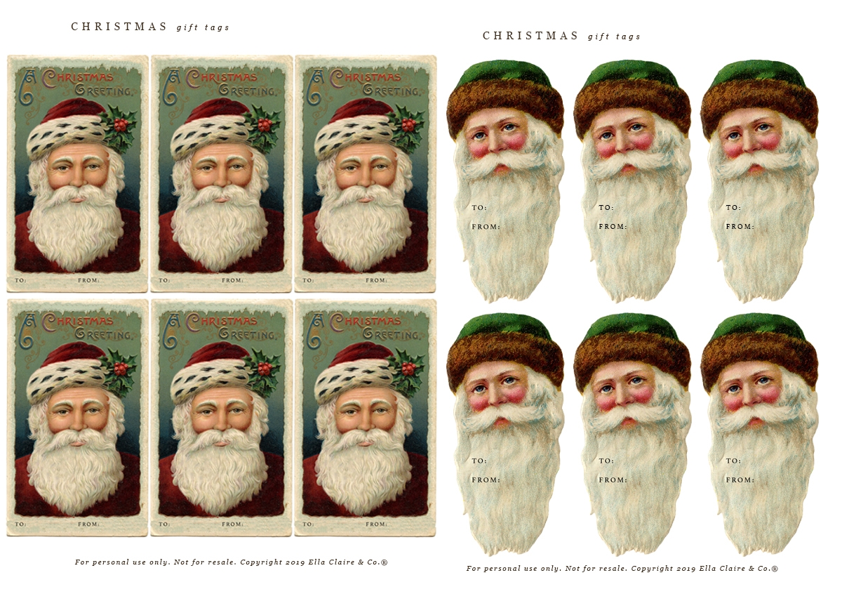 Green Printable Santa Gift Tags Ella Claire Co 