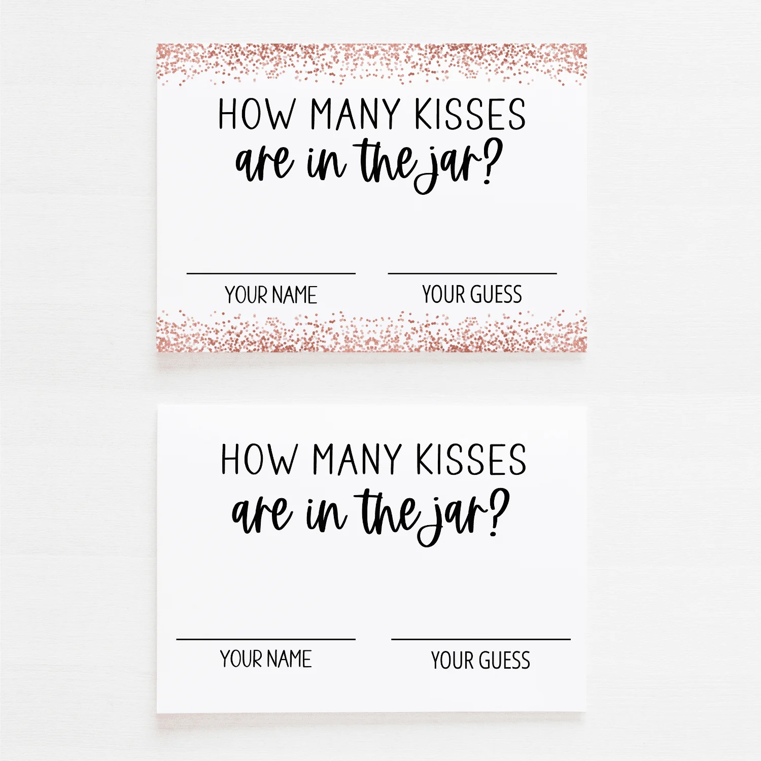 Guess How Many Kisses Sign Cards Rose Gold Modern MOH