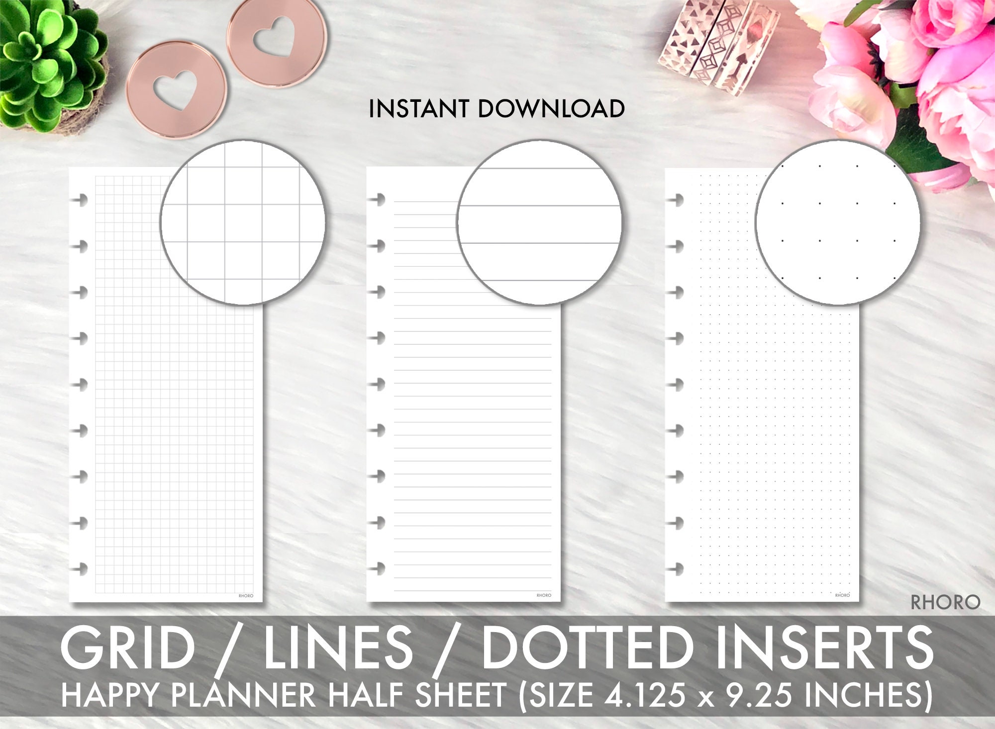 HALF SHEET Happy Planner Inserts Happy Planner Inserts Printable Printable Grid Dot Grid Notes Grid Happy Notes Half Sheet Refill 2024 Etsy