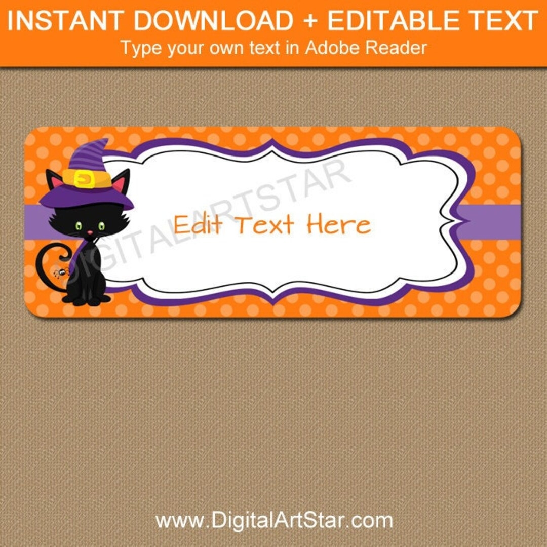 Halloween Address Labels Printable Halloween Return Address Label Halloween Gift Tag Stickers Party Favor Labels Halloween Cat Label Etsy