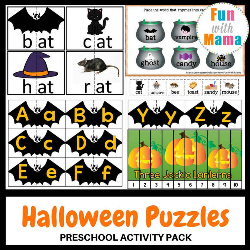 Halloween Puzzles Preschool Activity Pack Fun With Mama
