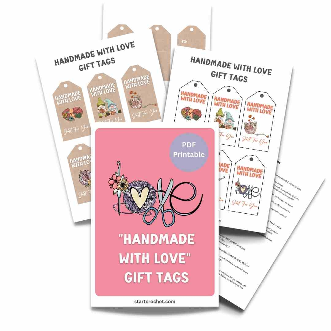 Handmade With Love Crochet Gift Tags PDF Printable Start Crochet