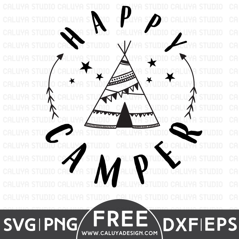 Happy Camper Free SVG PNG DXF EPS File Download
