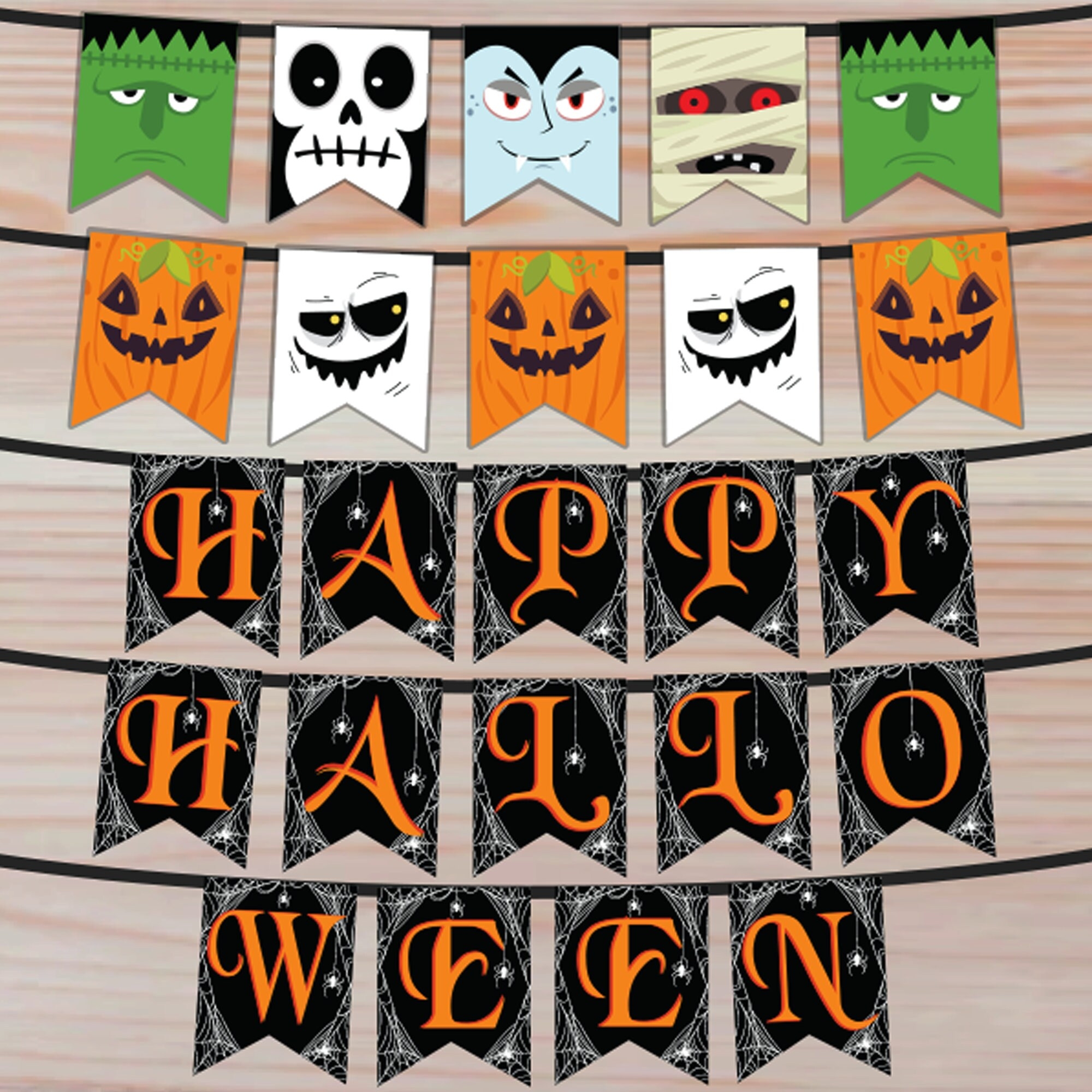 Happy Halloween Printable Banner Halloween Garland Pennant Banner Bunting Halloween Decoration Halloween Party For Door Bulletin Board Etsy