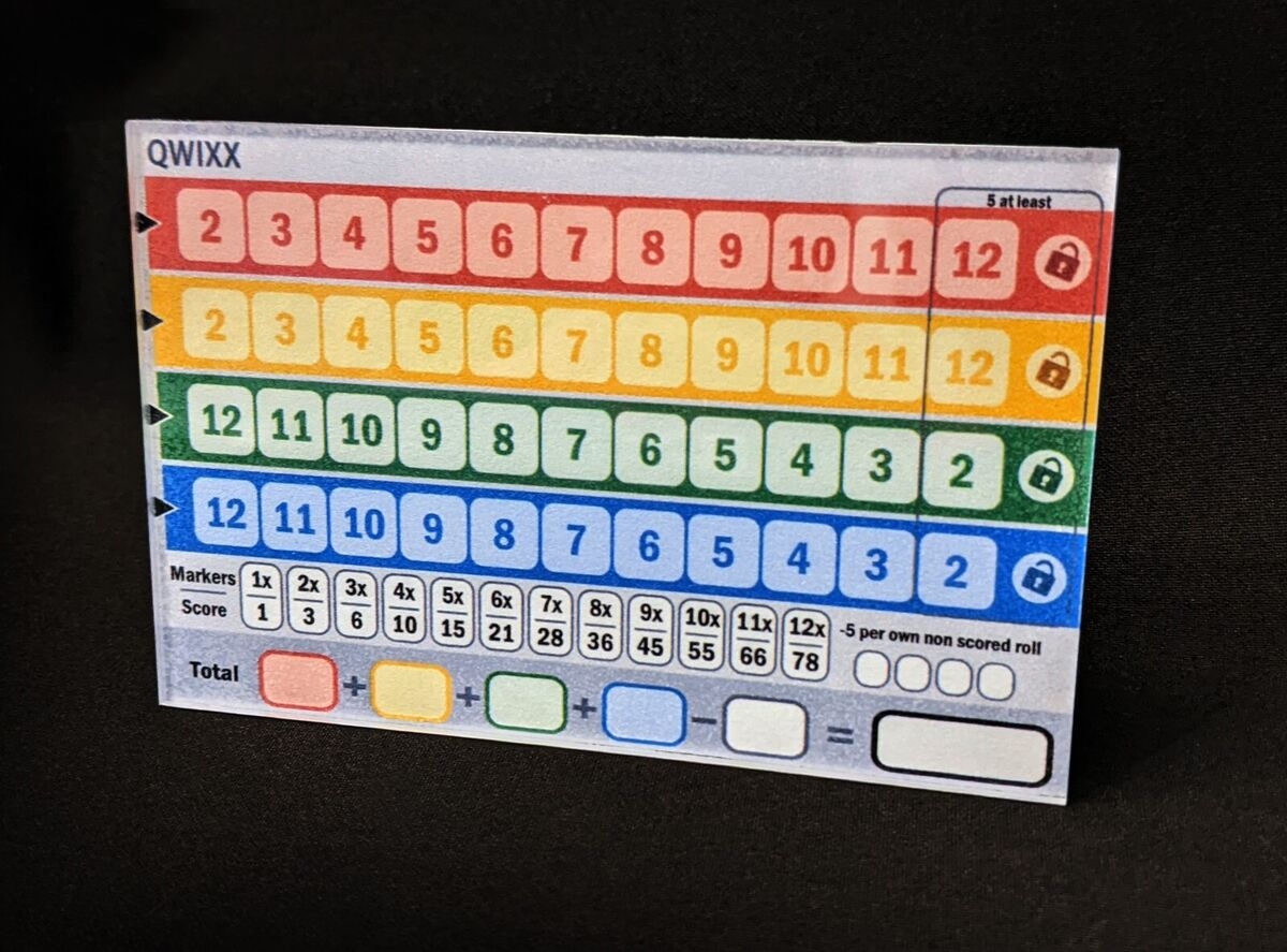Hard Acrylic Qwixx Score Sheet Plaque Dry Erase Reusable EBay