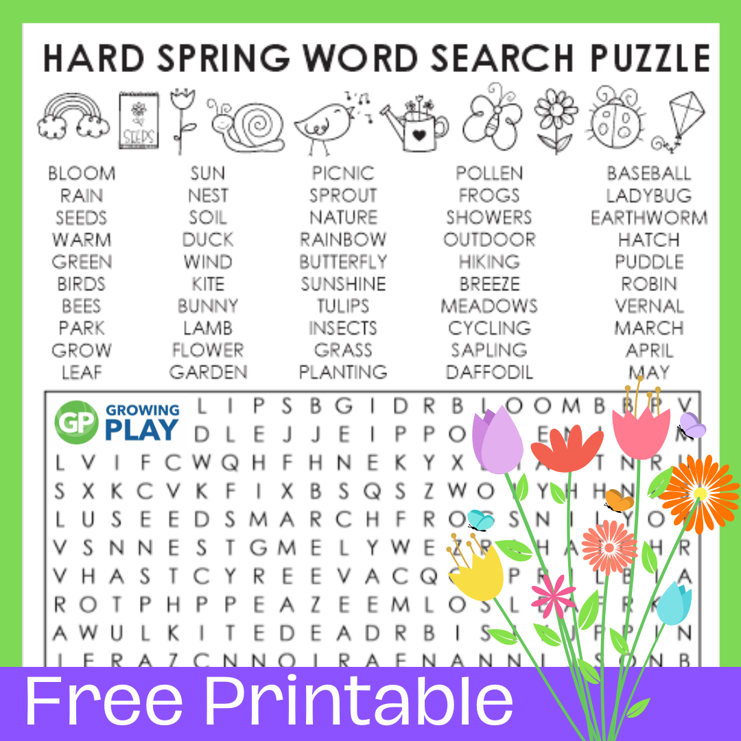 Hard Spring Word Search Puzzle Free Growing Play