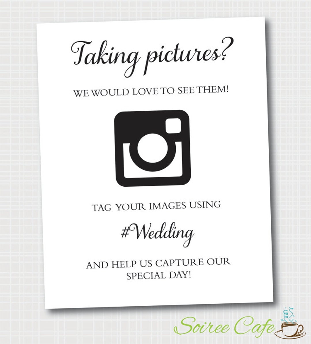 Hashtag Wedding Photo Sign Instagram Wedding Sign Picture Sign Digital File 8x10 Printable Etsy
