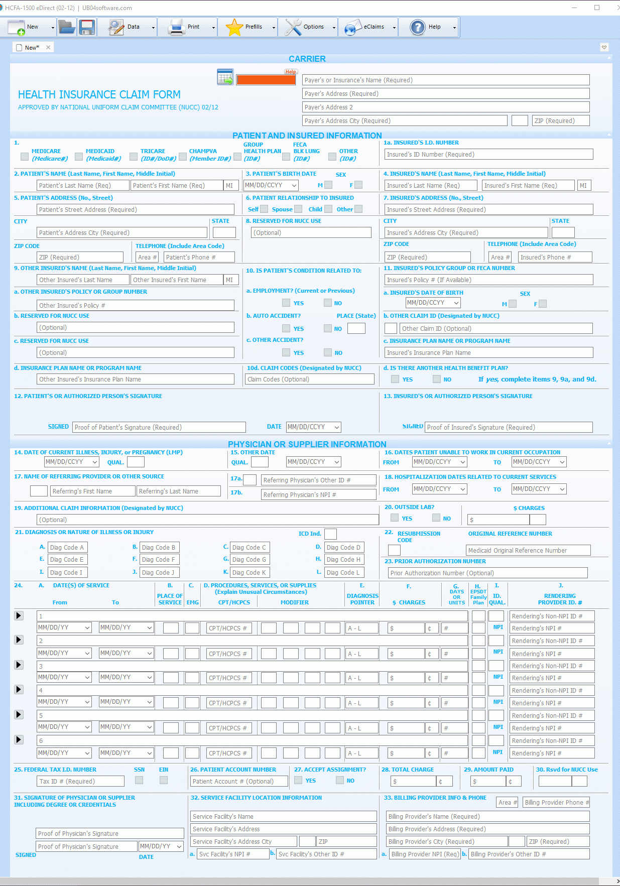 Cms 1500 Form Free Printable