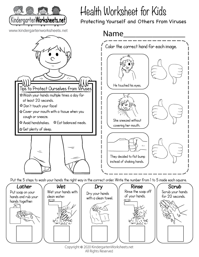 Health Worksheet For Kids Free Printable Digital PDF