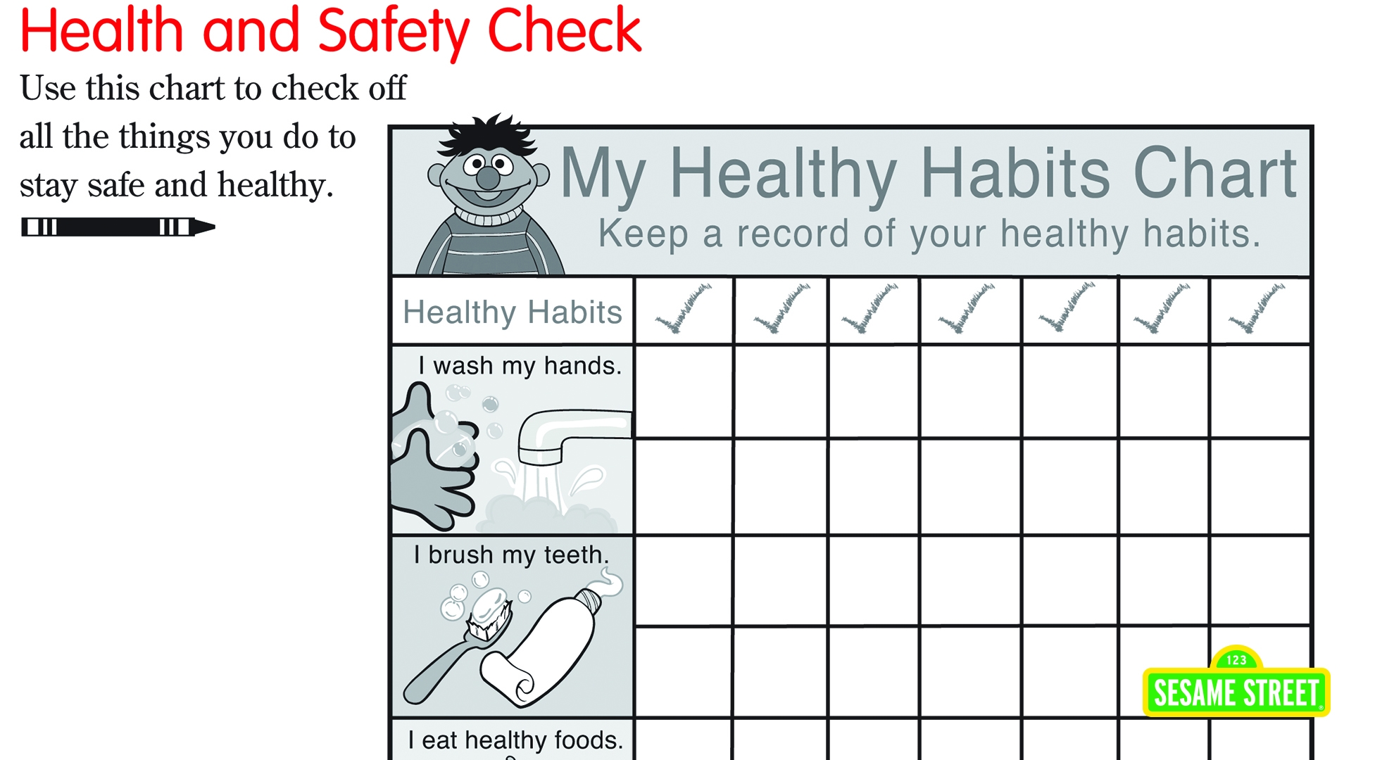 Healthy Living Printables Sesame Street PBS LearningMedia
