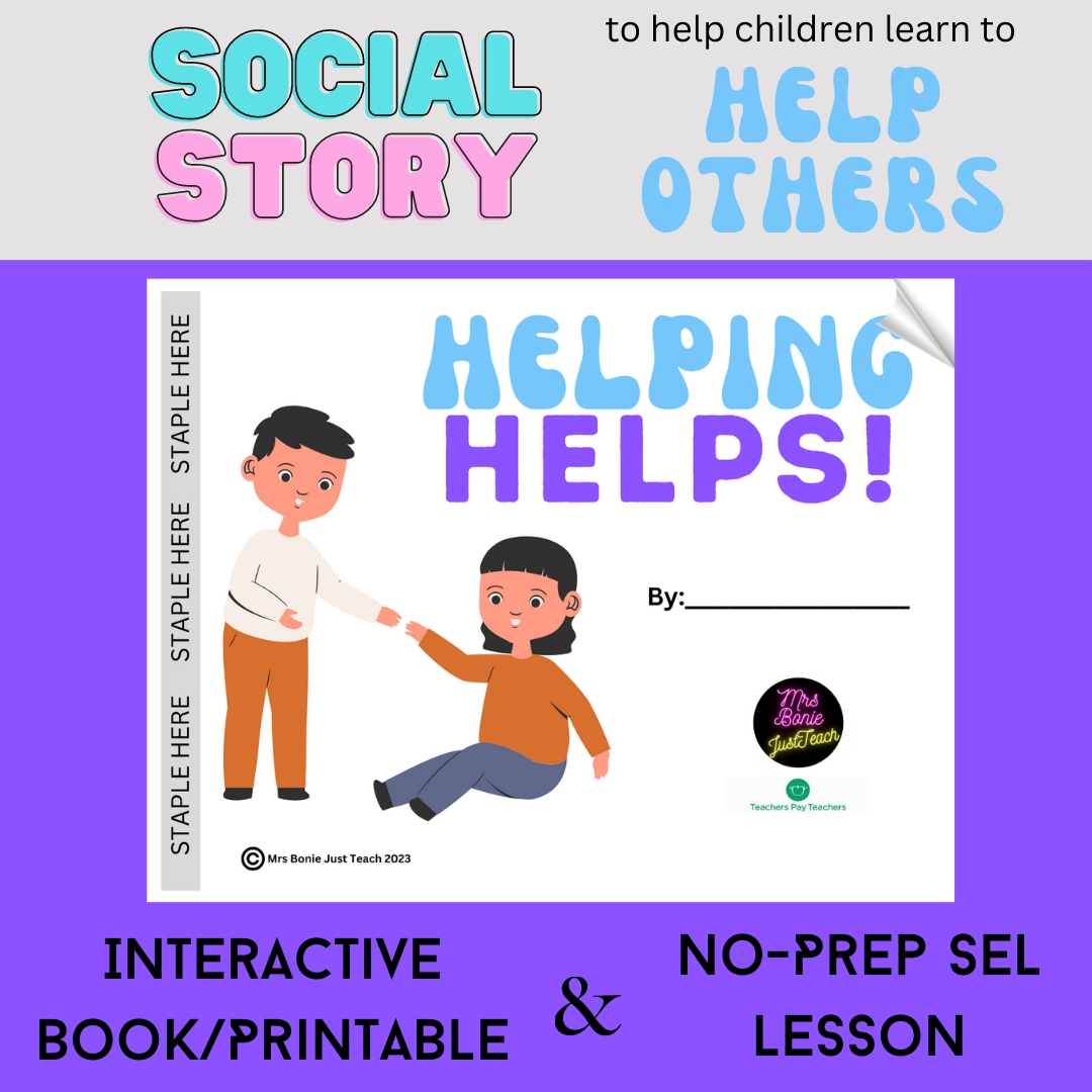 Helping Others Interactive Book Printable Class Community Building SEL Lesson Classful