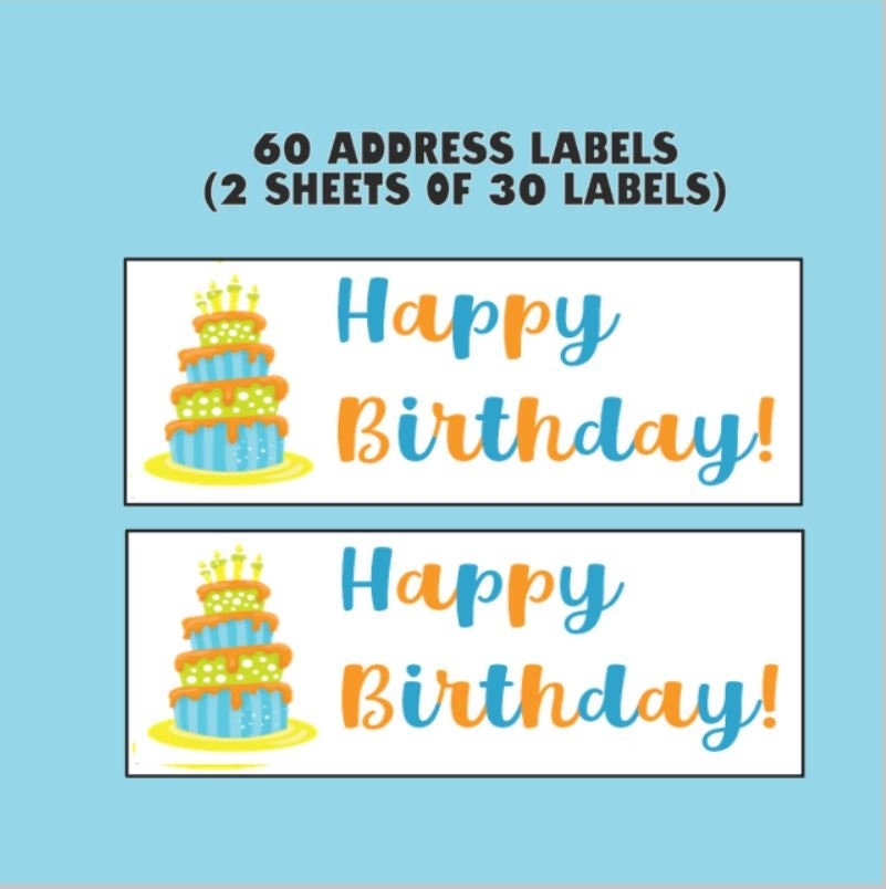 Holiday Happy Birthday Words Orange Cake Dinosaur Birthday Theme Address Labels Etsy