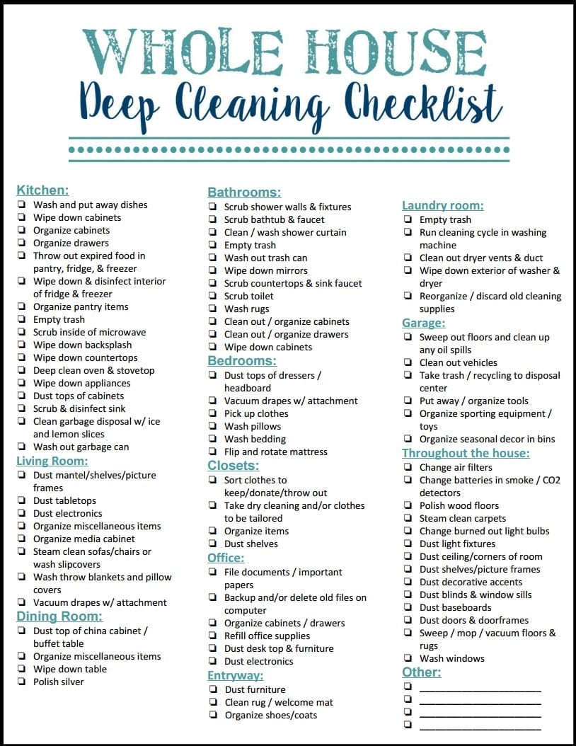 How To Enjoy Deep Cleaning Your House Free Checklist Cleaning Kit