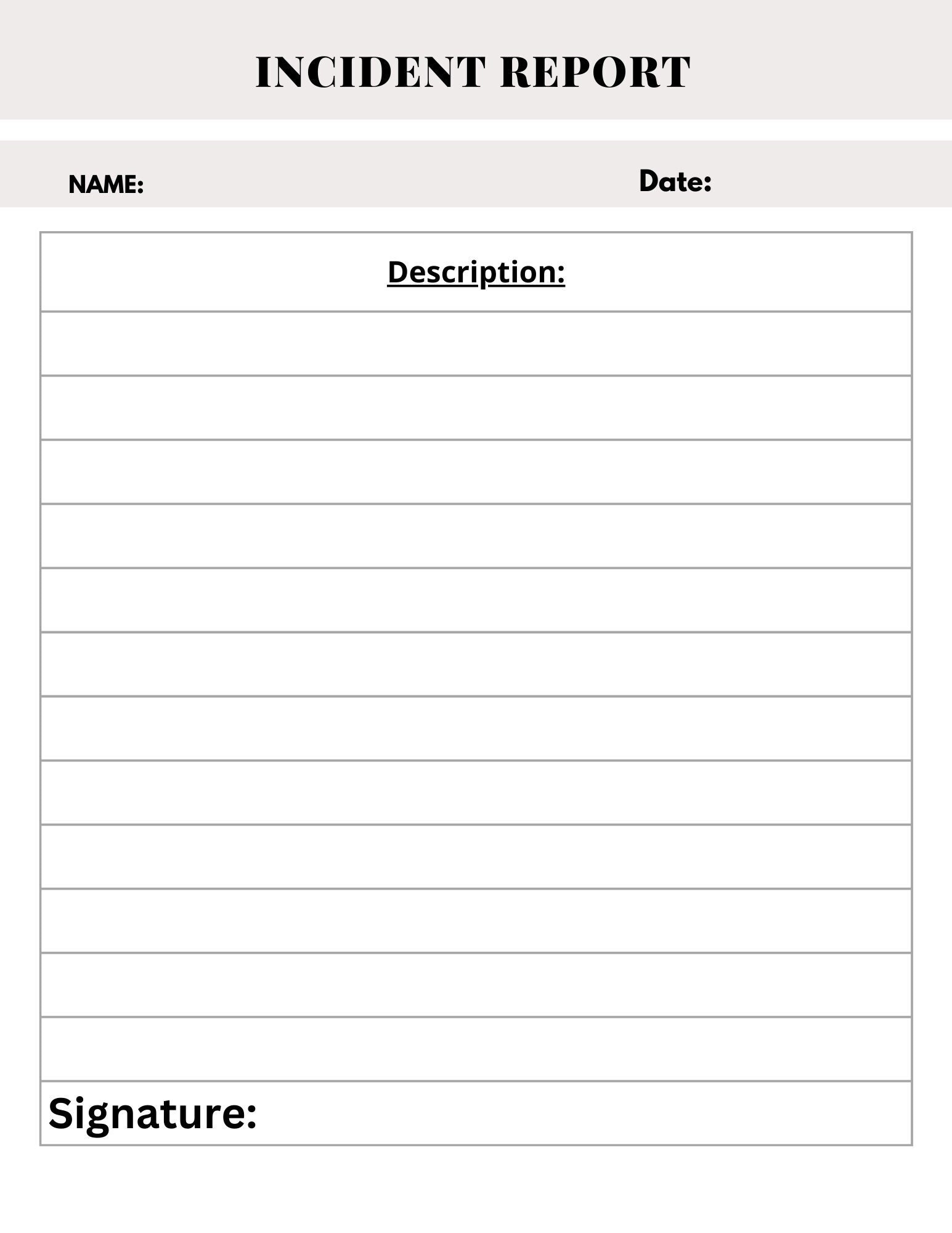 Incident Report Template Printable Accident Log Tracker Childcare Programs schools Warehouse Accident Sheet Quick Accident Report Etsy