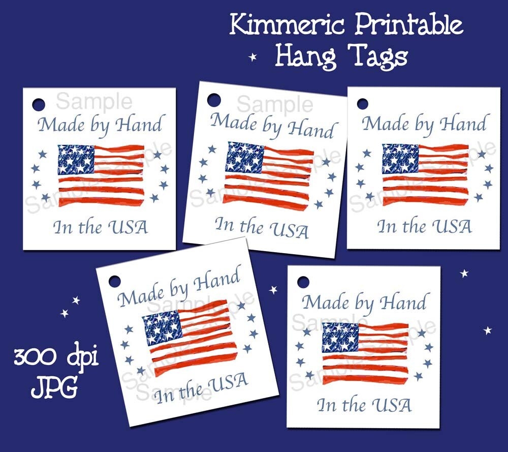 INSTANT DOWNLOAD Made By Hand In The USA Hang Tags American Flag Patriotic July 4th Crafts Gift Tags Price Tags Tie On Tags Etsy