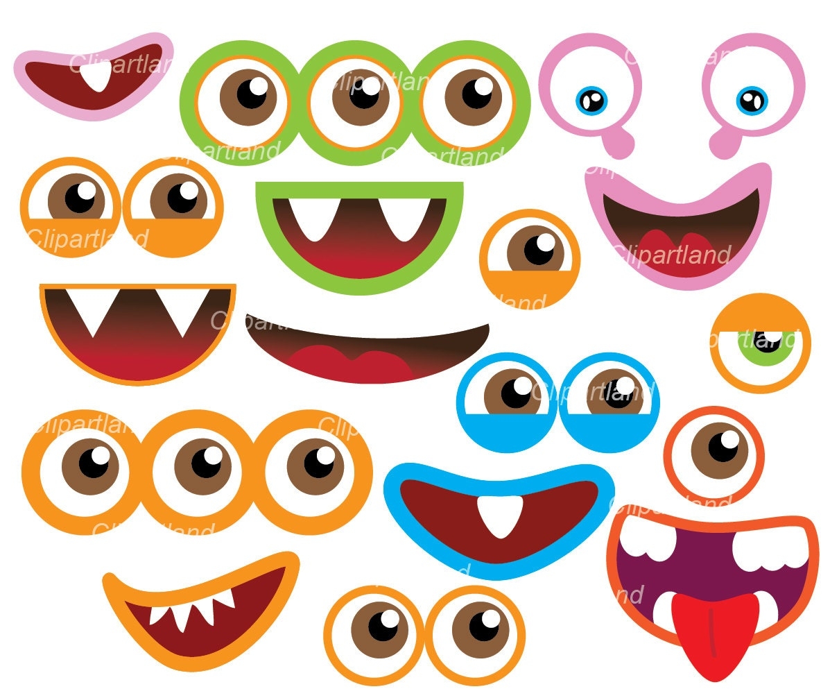 INSTANT DOWNLOAD Monster Eyes And Monster Mouths Clip Art Cm 11 personal And Commercial Use Etsy