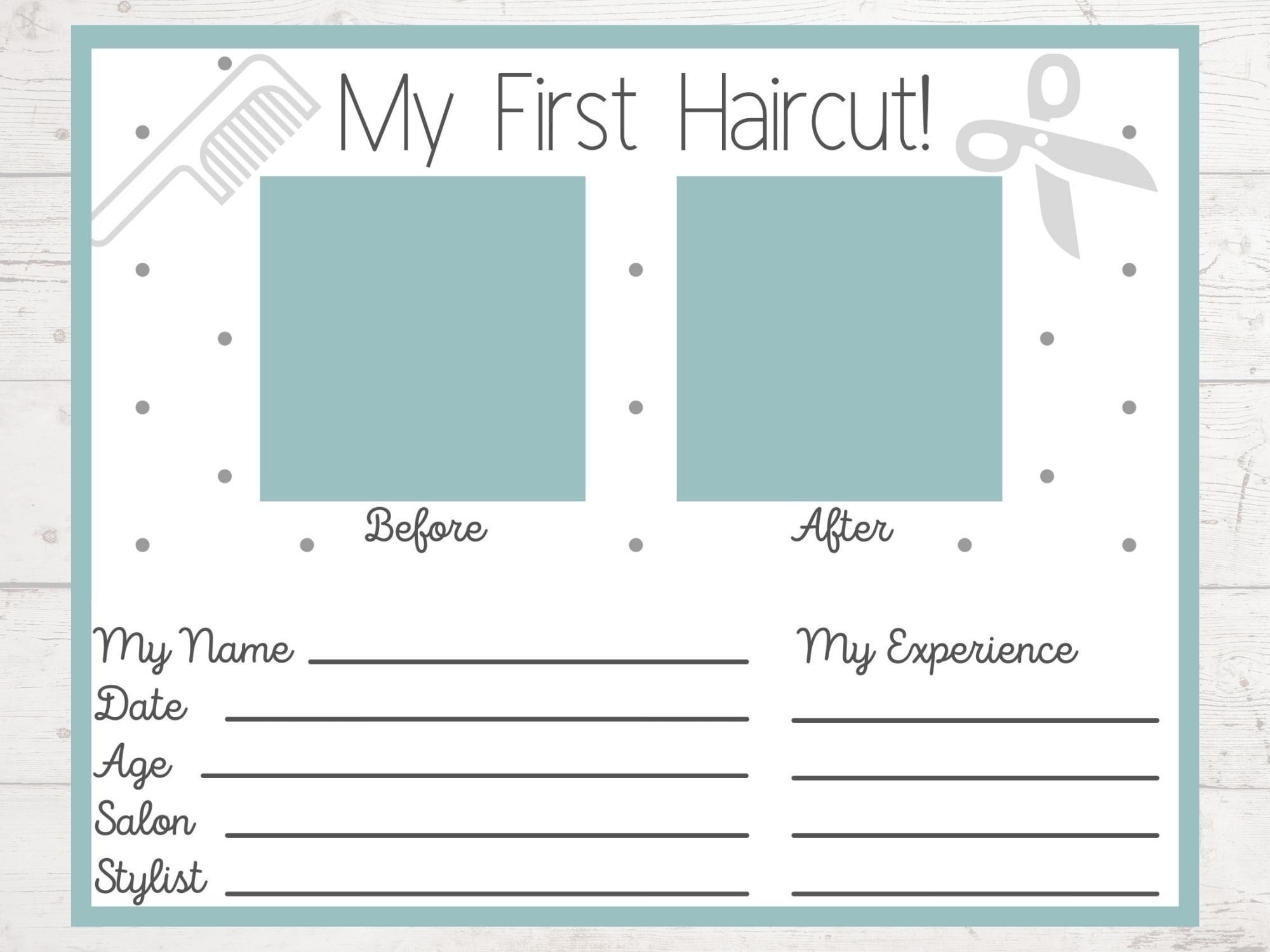 Instant Printable My First Haircut Certificate For Child Or Baby s First Haircut BLUE 8x10 Etsy