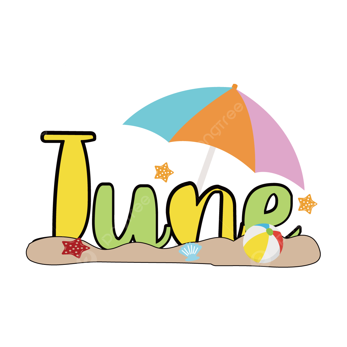 June Beach Clipart PNG Images Beach And Umbrellas Decoration June Clipart Svg June Clipart Beach Parasol PNG Image For Free Download