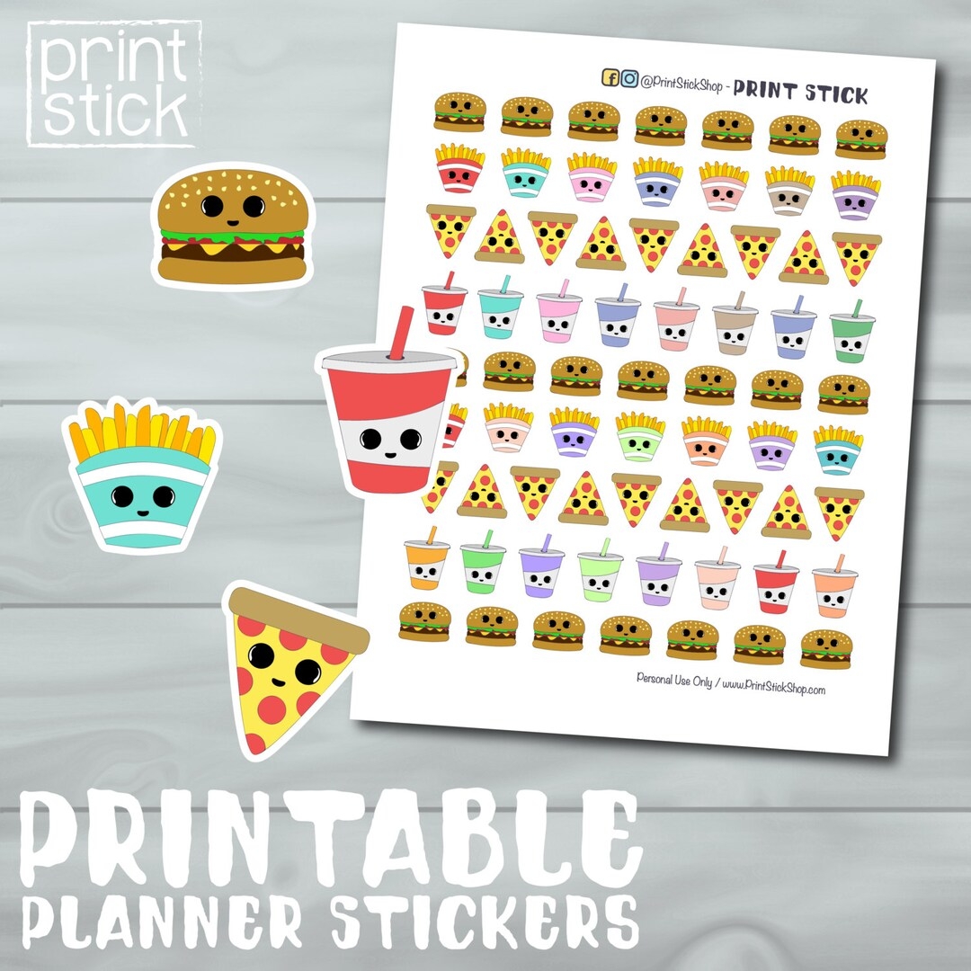 Kawaii Fast Food Planner Stickers PRINTABLE Perfect For Erin Condren Or Any Other Planner Etsy