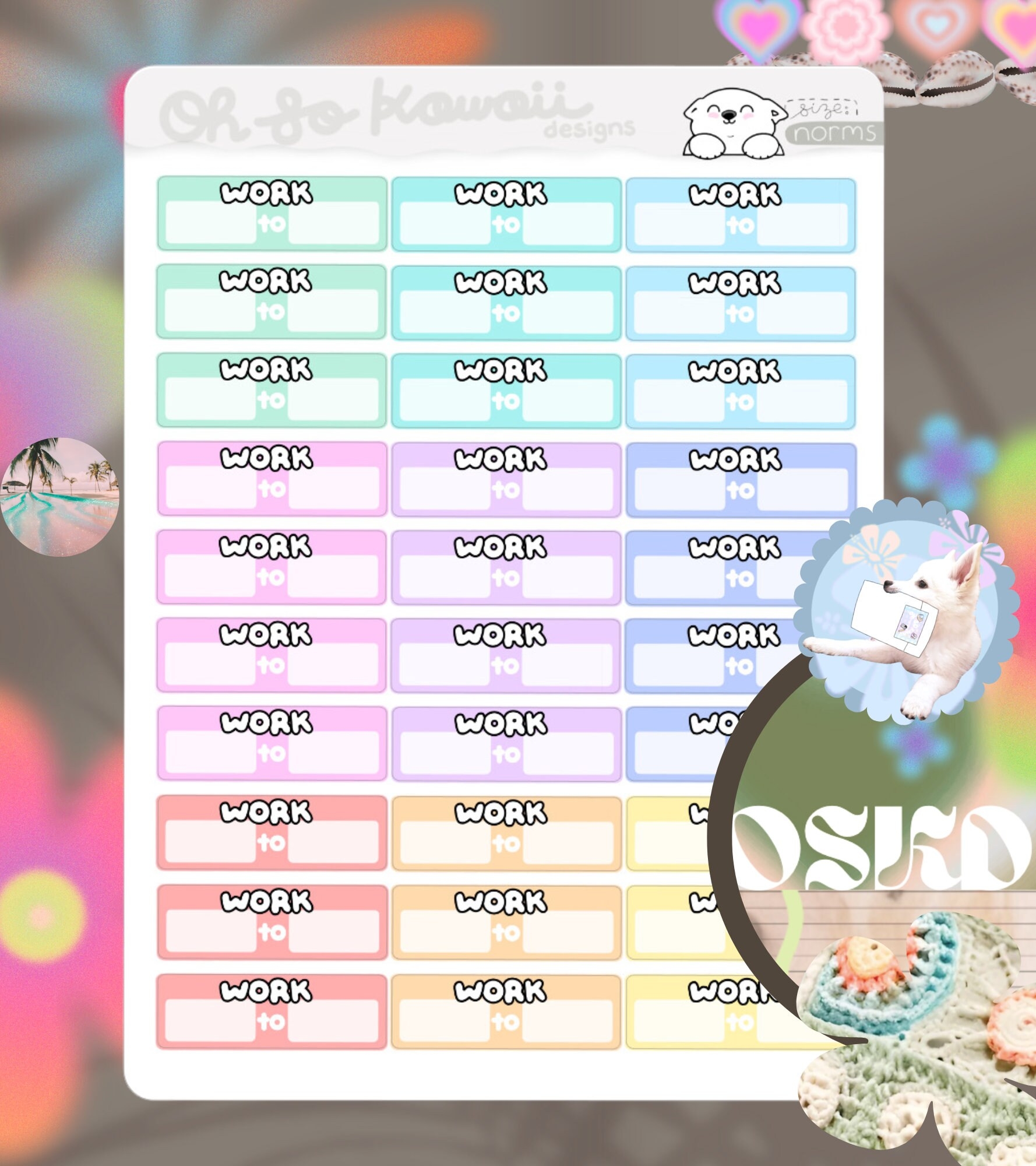 Kawaii Work Schedule Planner Stickers Work Schedule Sticker Work Script Planner Stickers Work Script Stickers Work Hour Tracker Etsy