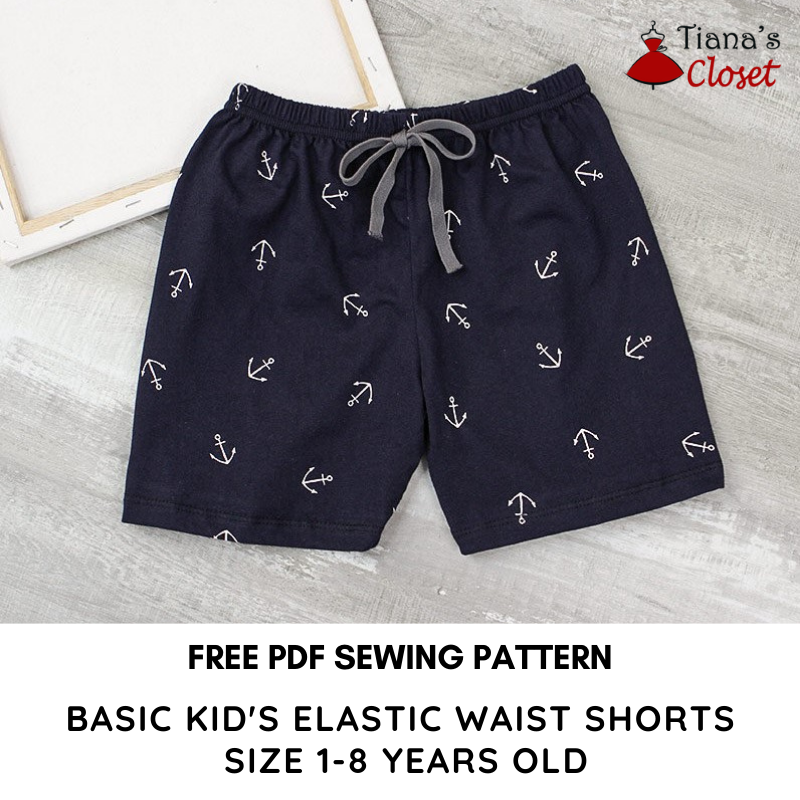 Kid s Basic Elastic Waist Shorts 1 8 Years Old Free PDF Sewing Pattern Tiana s Closet