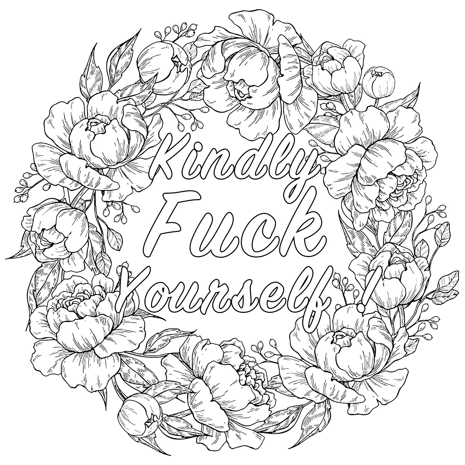 Kindly Fuck Yourself Swear Word Coloring Page Swear Word Coloring Pages For Adults