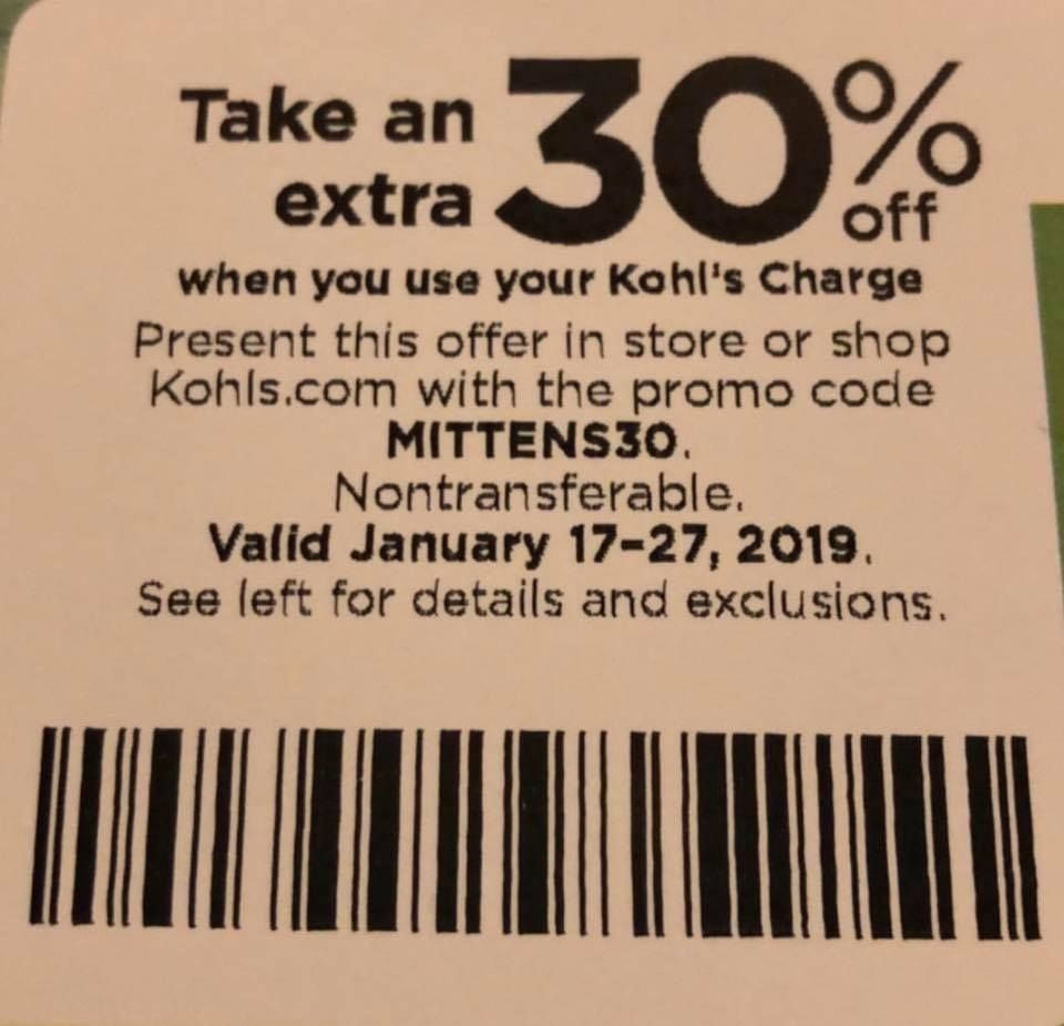 Kohls 30 OFF Coupon Code In Store And Online January 2019 