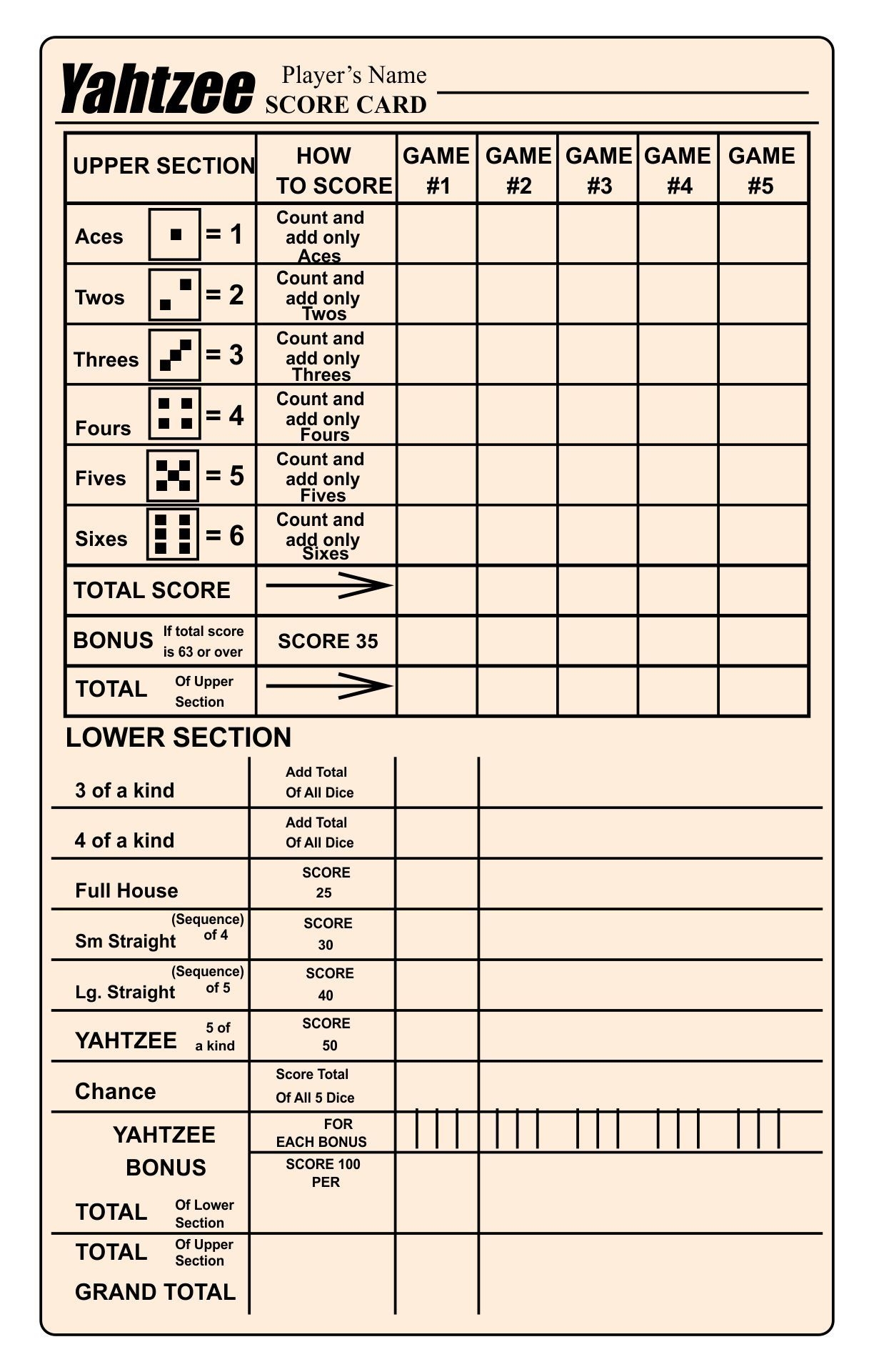 Large Yahtzee Score Sheets 10 Free PDF Printables Printablee