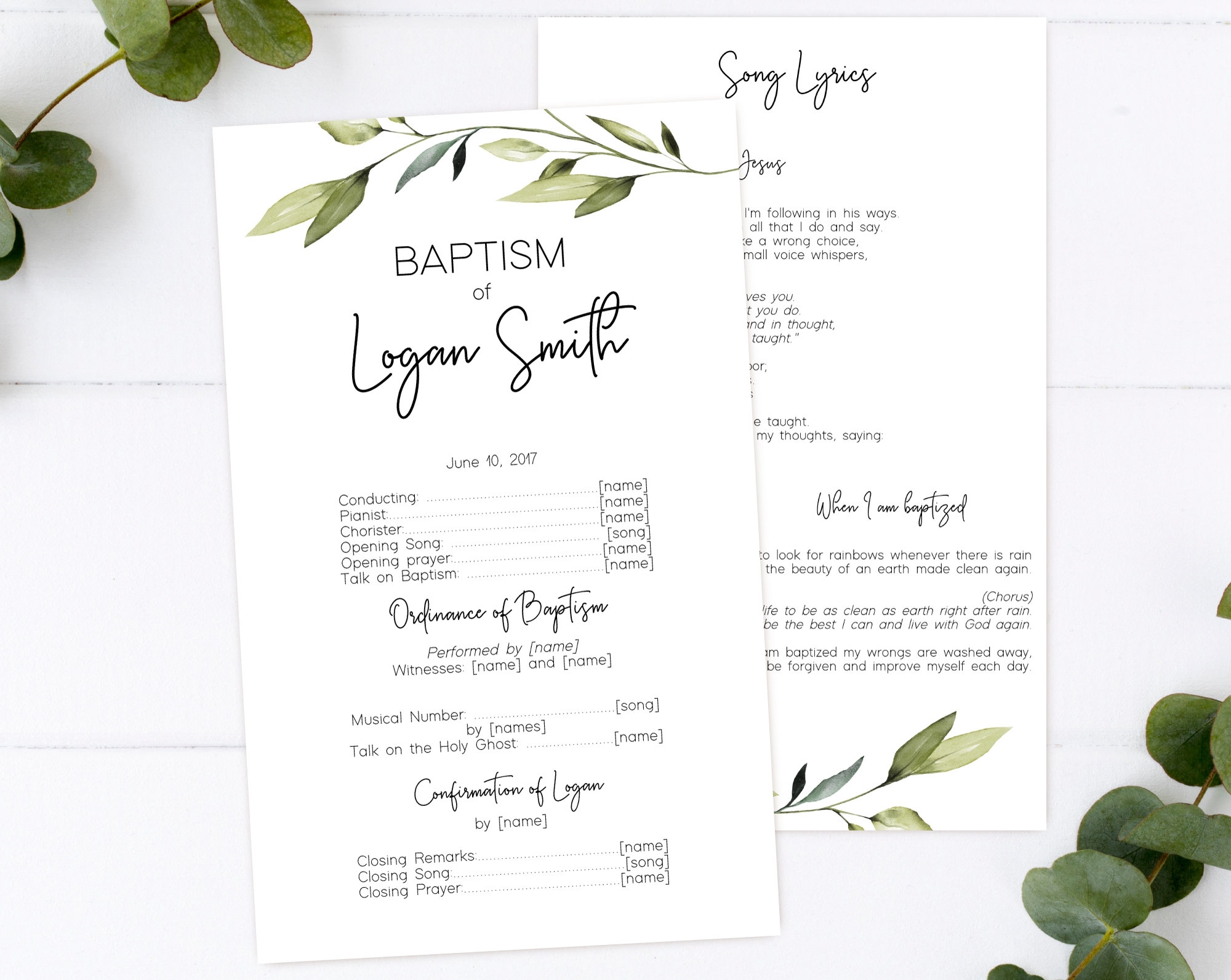 Free Lds Baptism Program Printables