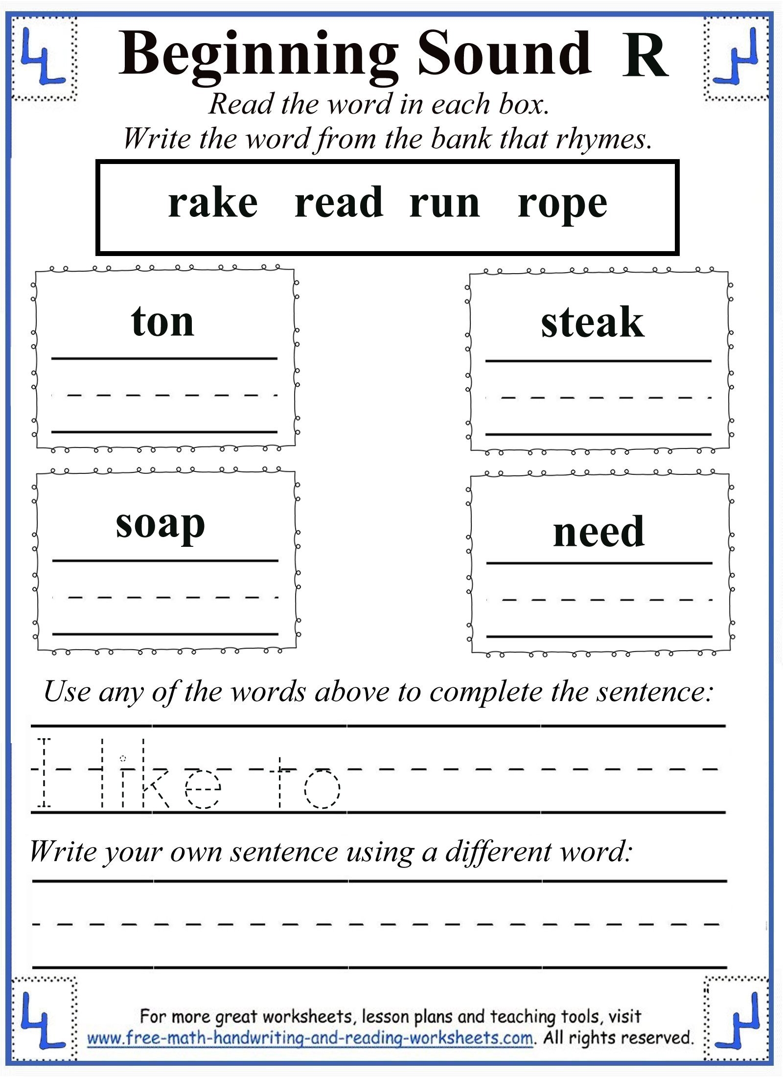 Free Printable Letter R Worksheets