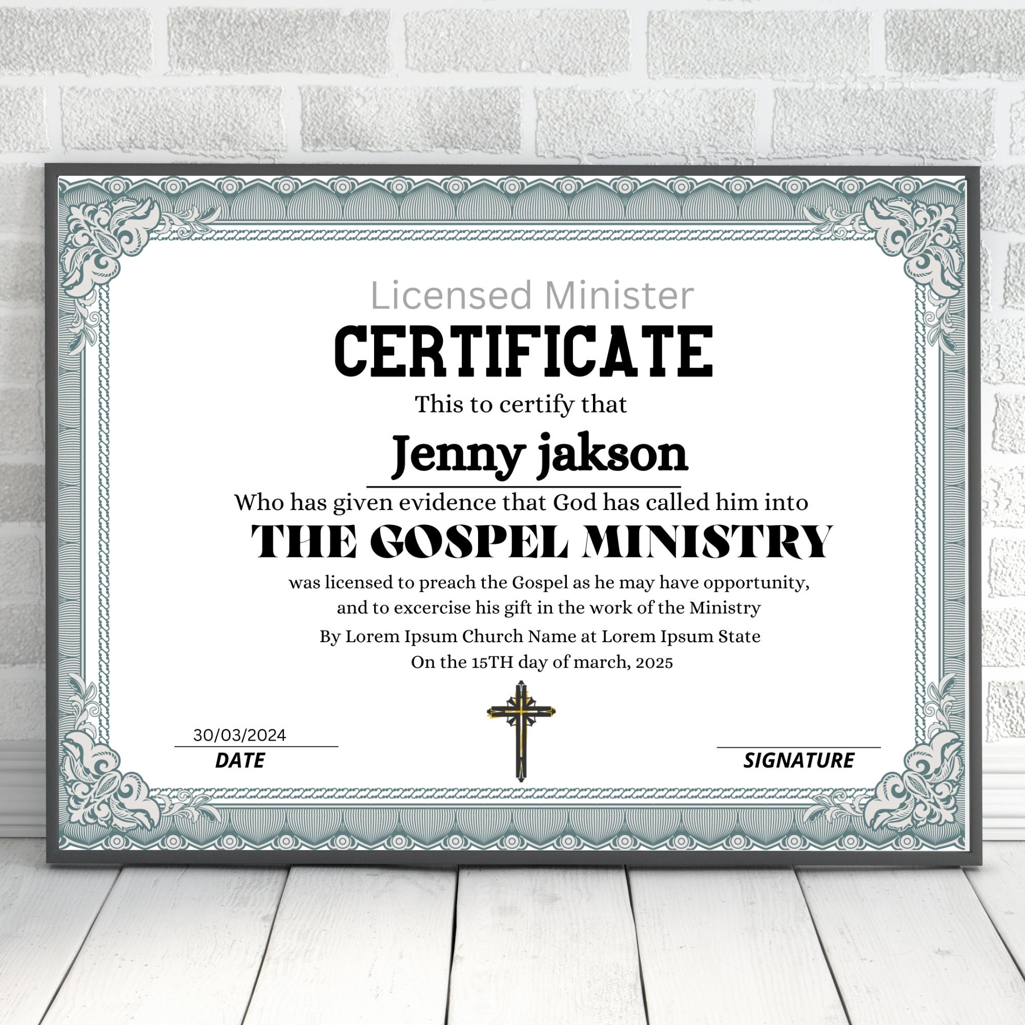 License To Preach Template Printable Certificate Of License Minister s License elegant Editable Certificate Template Download Etsy