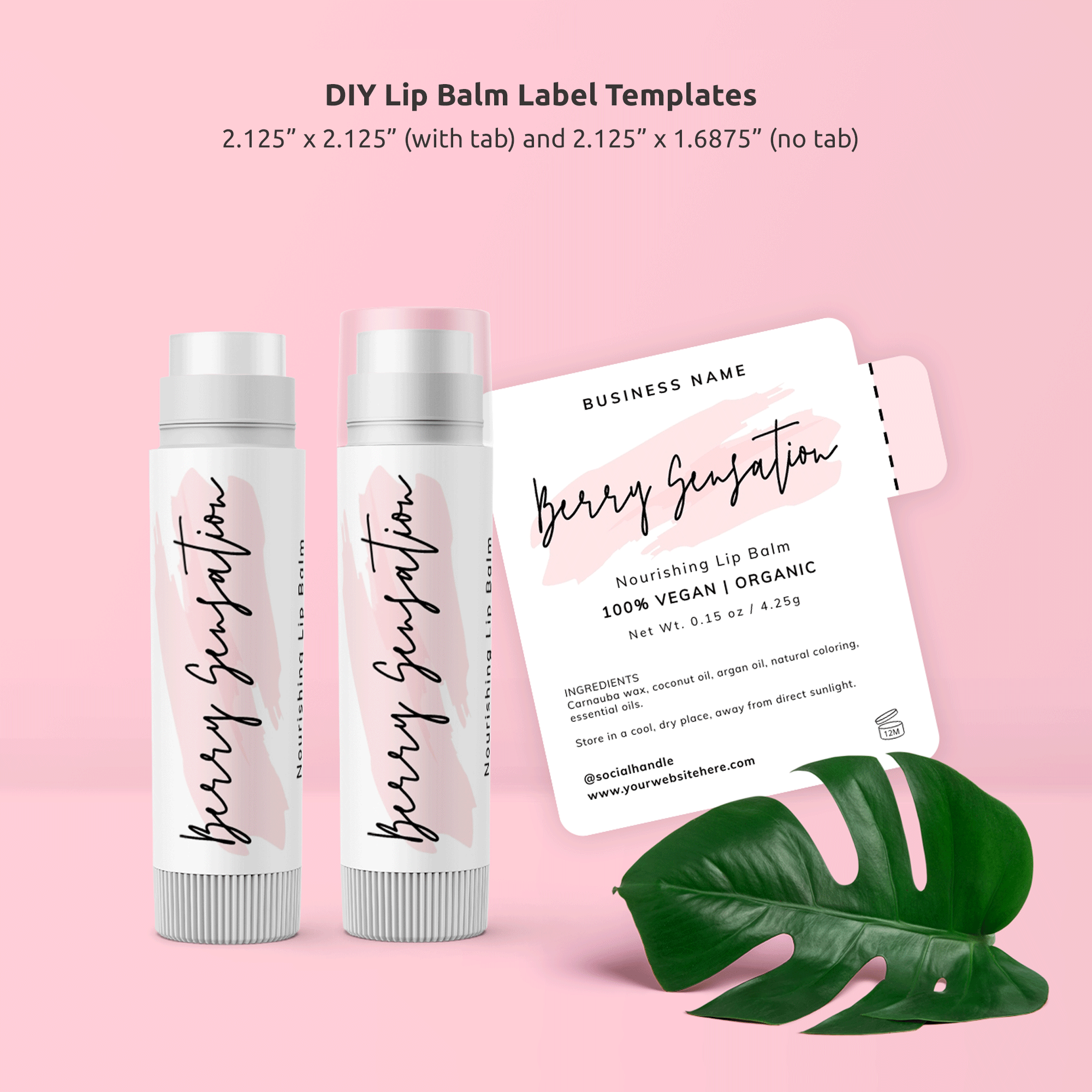 Lip Balm Label Template Feminine Chapstick Packaging Design