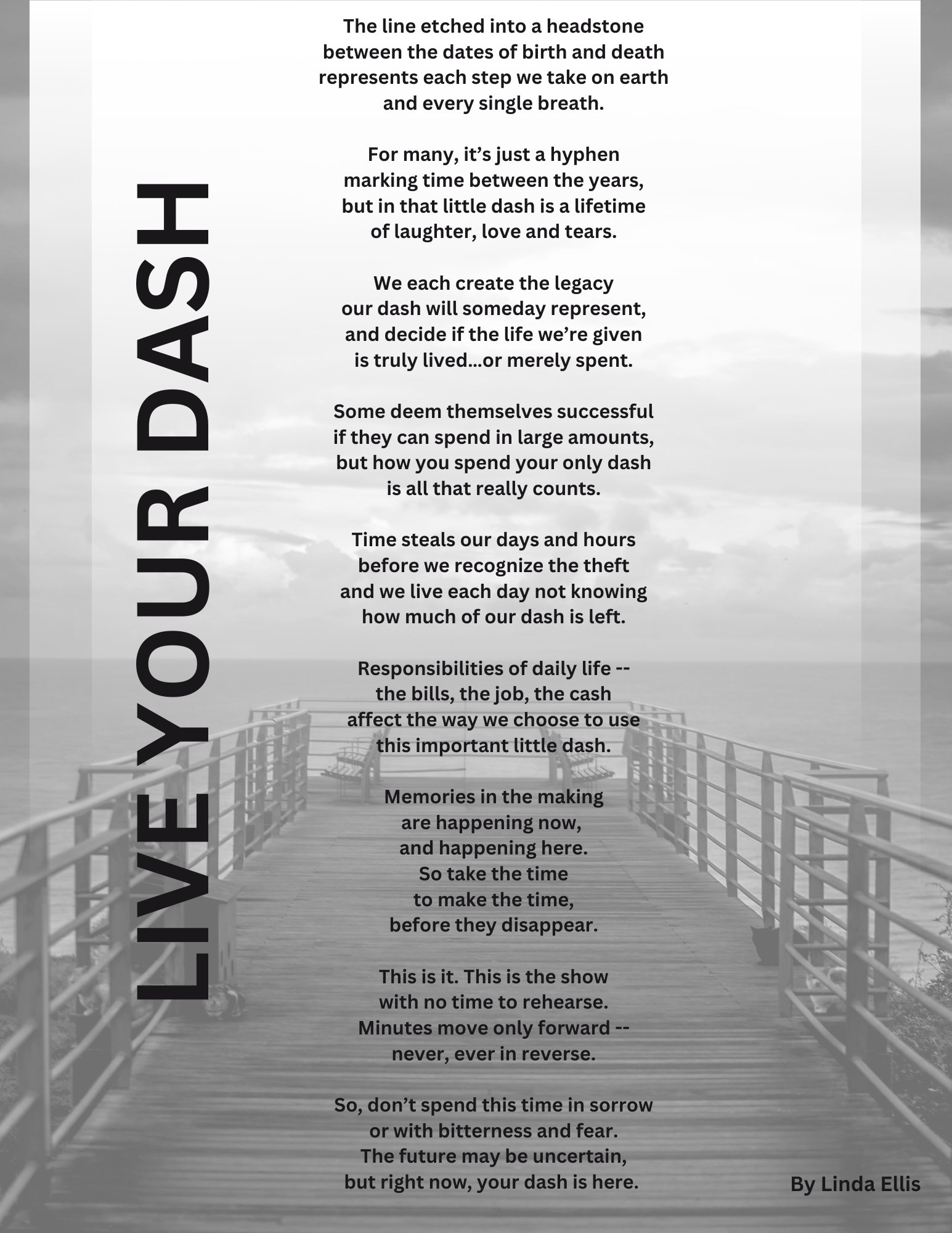 Live Your Dash Poem By Linda Ellis Author Of The Dash Downloadable Print 8 5 X 11 Etsy