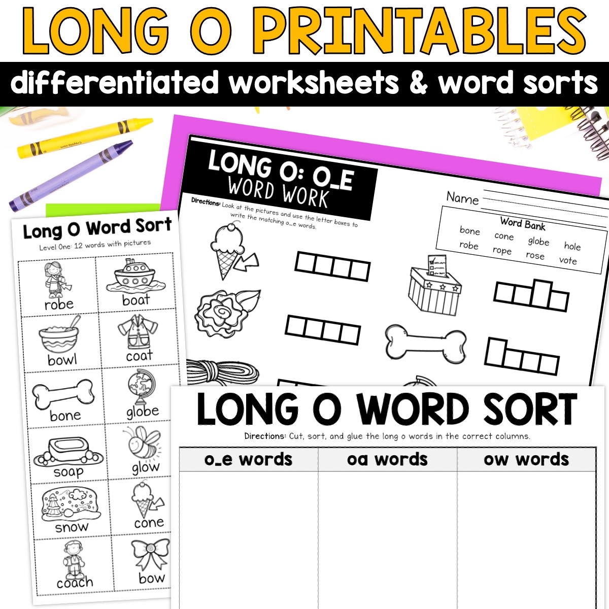 Long O Word Work Centers Activities o e Oa Ow Simply Creative Teaching