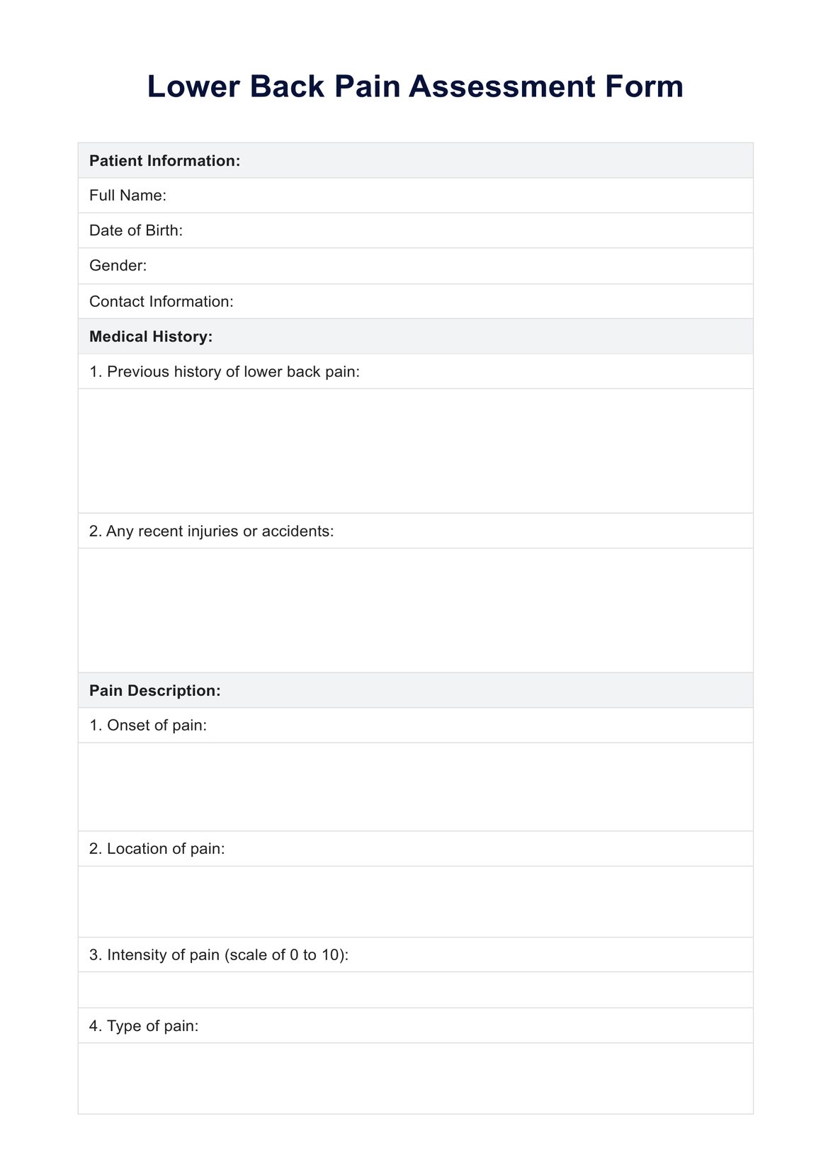Free Printable Lower Back Exercises