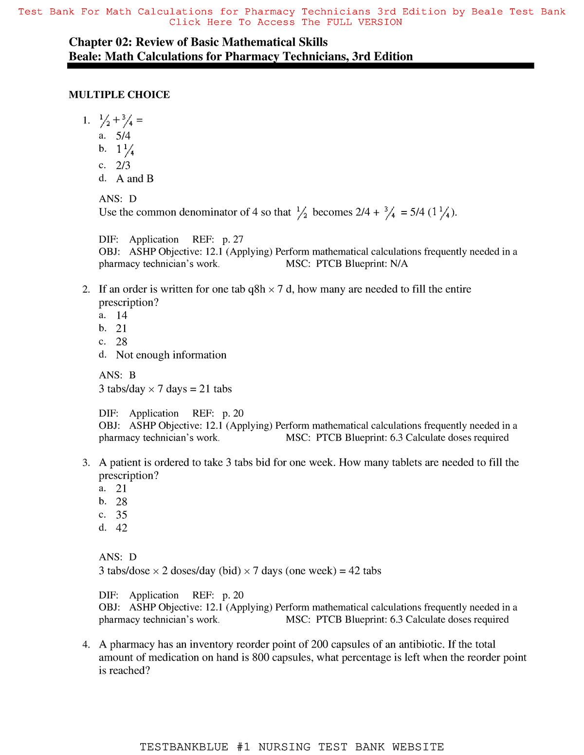 Math Calculations For Pharmacy Technicians 9780323760126 Worksheets Library