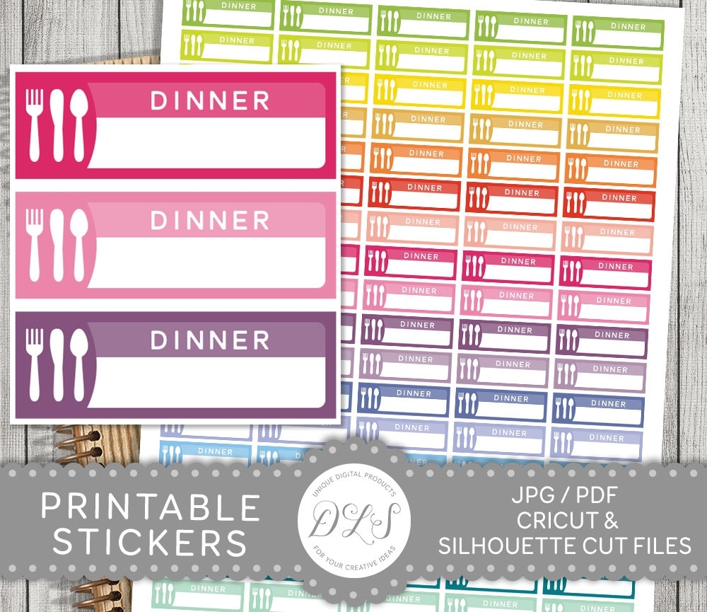 Meal Stickers Meal Planner Stickers Printable Meal Planner Stickers Dinner Stickers Dinner Planner Stickers Dinner Planner Boxes FS117 Etsy