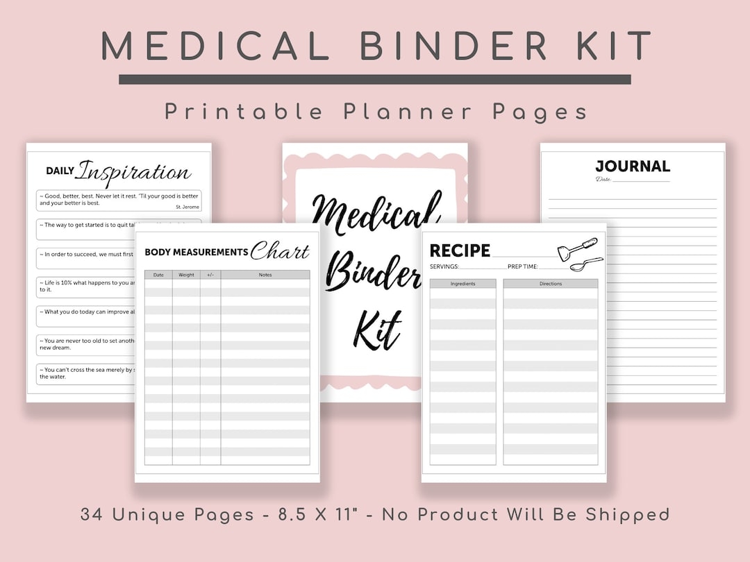 Medical Binder Planner Medical Journal Family History Records Blood Pressure Health And Symptoms Tracker Kit Wellness Plan Etsy